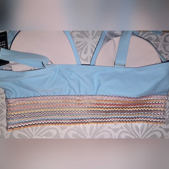NWT Swim Top- Blue & Rainbow Zigzag  – Size Large (Blooming Jelly) - Picture 4 of 12